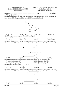 Đề thi giữa kì 2 Toán 11 năm 2023 – 2024 trường THPT Phan Ngọc Hiển – Cà Mau