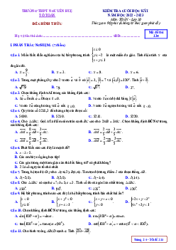 Đề cuối học kỳ 1 Toán 10 năm 2022 – 2023 trường THPT Nguyễn Huệ – TT Huế
