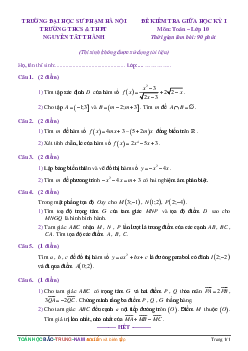Đề kiểm tra giữa học kỳ 1 Toán 10 năm 2018 – 2019 trường Nguyễn Tất Thành – ĐHSP Hà Nội