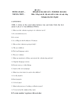 Giải Đề thi học kì 1 môn Tiếng Anh 10 năm 2023 - 2024 sách Gloval Success đề 2