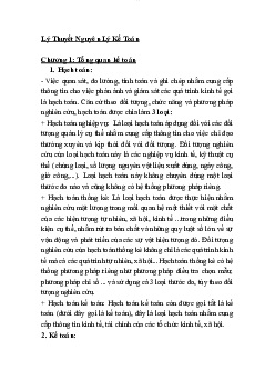 Lý Thuyết Nguyên Lý Kế Toán Chương 1: Tổng quan kế toán
