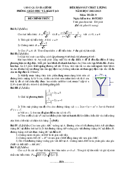 Đề khảo sát chất lượng Toán 9 năm 2022 – 2023 phòng GD&ĐT Ba Đình – Hà Nội