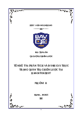 Bài tập lớn Phân tích và đánh giá thực trạng quản trị chiến lược tại Hanoitourist môn Quản trị chiến lược | Học viện Ngân hàng