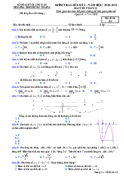 Đề thi giữa HK1 Toán 12 năm 2020 – 2021 trường THPT Hùng Vương – Quảng Nam