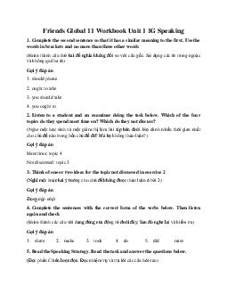 Giải Tiếng anh 11 Workbook Unit 1 1G Speaking | Friends Global
