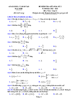 Đề kiểm tra giữa học kỳ 2 Toán 11 năm 2022 – 2023 sở GD&ĐT Bắc Ninh