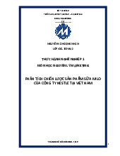 Tiểu luận: Phân tích chiến lược sản phẩm sữa milo của công ty Nestl tại Việt Nam | Trường Đại học Tài chính - Marketing