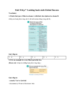 Unit 8 lớp 7 Looking back sách Global Success