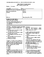 Midterm Exam Môn Production and Operations Management | Trường Đại học Quốc tế, Đại học Quốc gia Thành phố Hồ Chí Minh