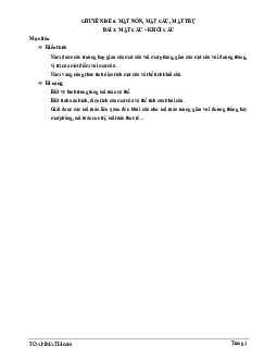 Bài giảng mặt cầu, khối cầu Toán 12