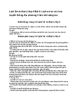 Lịch Sử và Địa Lí lớp 4 Bài 3: Lịch sử và văn hoá truyền thống địa phương | Chân trời sáng tạo