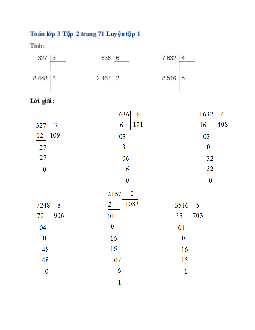 Giải SGK Toán lớp 3 trang 71, 72 Chia cho số có một chữ số trong phạm vi 100 000 (Tiếp theo) | Cánh diều