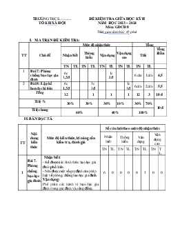 Đề thi giữa học kì 2 môn Giáo dục công dân 8 năm 2023 - 2024 sách Kết nối tri thức với cuộc sống - Đề 1