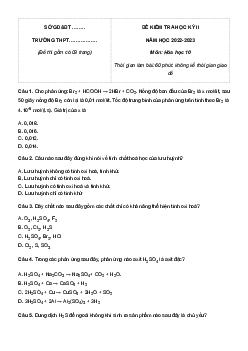 Đề thi học kì 2 môn Hóa học 10 Chân trời sáng tạo năm 2023