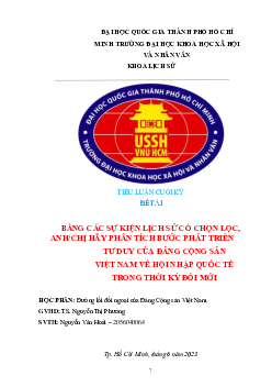 Bước phát triển tư duy của ĐCSVN về hội nhập quốc tế | Lịch Sử Đảng Cộng Sản Việt Nam | Đại học Khoa học Xã hội và Nhân văn, Đại học Quốc gia Thành phố HCM