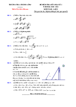 Đề thi giữa kì 1 Toán 9 năm 2020 – 2021 trường THCS Thành Công – Hà Nội