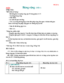 Giáo án Toán 2 tuần 6 sách Chân trời sáng tạo