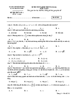 Đề thi thử Toán tốt nghiệp THPT 2022 lần 1 cụm 6 trường THPT sở GD&ĐT Hải Dương