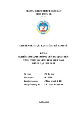 Nghiên cứu sự ảnh hưởng của du lịch đến tăng trưởng kinh tế ở việt nam giai đoạn 1995 - 2021 | Chuyên đề thực tập môn thống kê kinh tế