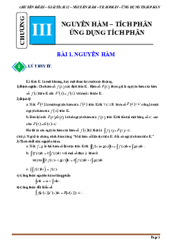 Tài liệu chuyên đề nguyên hàm và một số phương pháp tìm nguyên hàm Toán 12
