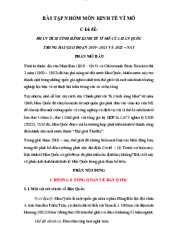 Bài tập nhóm môn Kinh tế vĩ mô đề tài "Phân tích tình hình kinh tế vĩ mô của Hàn Quốc"
