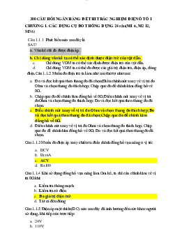 300 câu hỏi ngân hàng đề thi trắc nghiệm điện ô tô 1 | Trường Cao đẳng Du lịch Sài Gòn