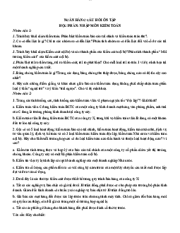 Câu hỏi ôn tập Nhập môn kiểm toán | Trường Cao đẳng Kinh tế Kế hoạch Đà Nẵng