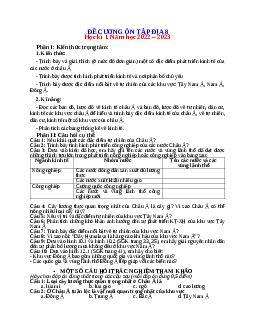 Đề cương ôn tập HK1 môn Địa 8 năm 2022-2023