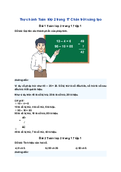 Giải SGK Toán lớp 2 Bài 4: Số bị trừ - Số trừ - Hiệu | Chân trời sáng tạo