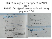 Giáo án điện tử Toán học 1 bài 92 Vì sự bình đẳng: Ôn so sánh số có 2 chữ số