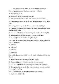 Trắc nghiệm Lịch Sử 10 Bài 11: Tây Âu thời hậu kì trung đại