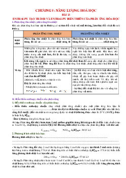 Trắc nghiệm và Tự luận Hóa 10 Chân trời sáng tạo bài 13 Enthalpy tạo thành và Enthalpy biến thiên của phản ứng hóa học