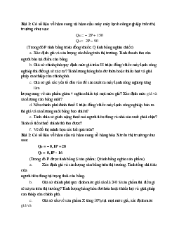 Bài tập chương 2 môn Kinh tế vi mô | Trường Đại học Kinh tế và Quản trị Kinh doanh, Đại học Thái Nguyên