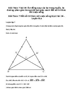 Giải Toán 7 Bài 34: Sự đồng quy của ba trung tuyến, ba đường phân giác trong một tam giác | Kết nối tri thức