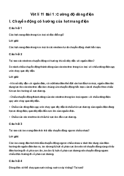 Giải Vật lí 11 Bài 1: Cường độ dòng điện | Cánh diều