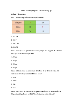 Đề thi học kì 1 môn Toán lớp 3 năm 2023 - 2024 (Đề 6) | Chân trời sáng tạo