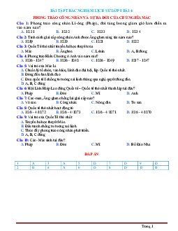 Trắc nghiệm Sử 8 Bài 4: Phong trào Công Nhân và sự ra đời của chủ nghĩa Mác có đáp án
