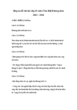 Đề thi vào 10 môn Ngữ văn năm 2023 - 2024 sở GD&ĐT Hải Dương