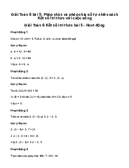 Giải Toán 6 Bài 5: Phép nhân và phép chia số tự nhiên | Kết nối tri thức