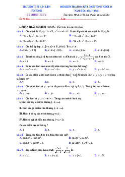Đề kiểm tra học kỳ 1 Toán 10 năm 2021 – 2022 trường THPT Kim Liên – Hà Nội