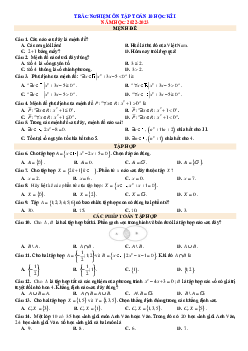 Trắc nghiệm ôn tập HK1 Toán 10 sách Kết nối tri thức