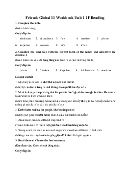 Giải Tiếng anh 11 Workbook Unit 1 1F Reading | Friends Global