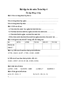 Bài tập ôn hè môn Toán lớp 4