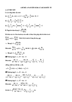 Chuyên đề trắc nghiệm nguyên hàm của hàm hữu tỉ Toán 12