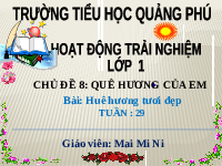 Giáo án điện tử Hoạt động trải nghiệm 1 Chủ đề 8 Chân trời sáng tạo : Bài Giúp quê hương xanh, sạch, đẹp hơn