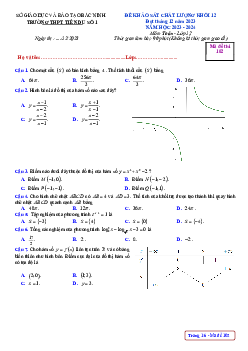 Đề khảo sát Toán 12 tháng 12 năm 2023 trường THPT Tiên Du 1 – Bắc Ninh