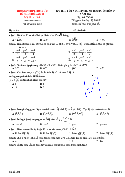 Đề thi thử tốt nghiệp THPT 2022 môn Toán lần 2 trường THPT Phụ Dực – Thái Bình