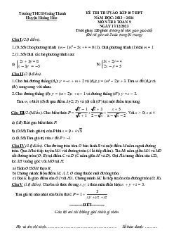 Đề thi thử Toán vào lớp 10 năm 2024 trường THCS Hoằng Thanh – Thanh Hóa