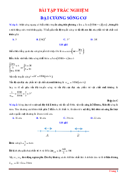 Trắc nghiệm Đại cương về sóng cơ có lời giải và đáp án