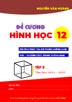 Đề cương Hình học 12 học kỳ 2 – Nguyễn Văn Hoàng Toán 12